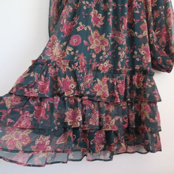 NWT Band of the Free Mandy Dress Pine Berry Boho Green Floral Dress Size Small - Picture 5 of 12